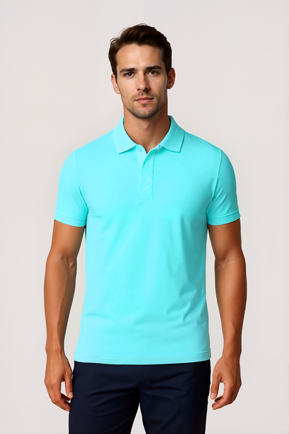 Pack de 4 Polos - Bleu turquoise