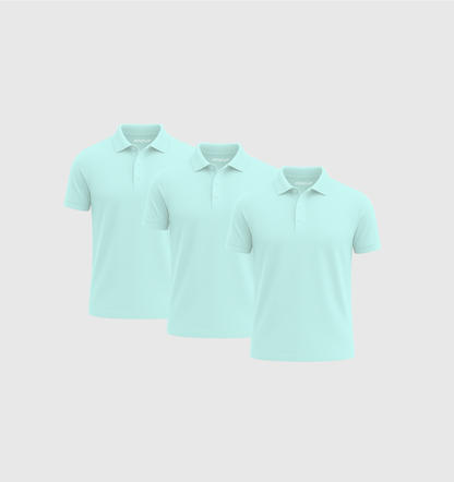 Pack de 3 Polo - Bleu turquoise