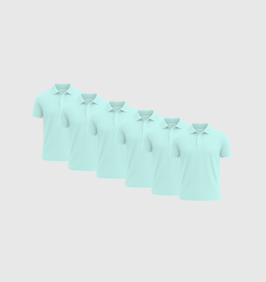 Pack de 6 Polos - Bleu turquoise